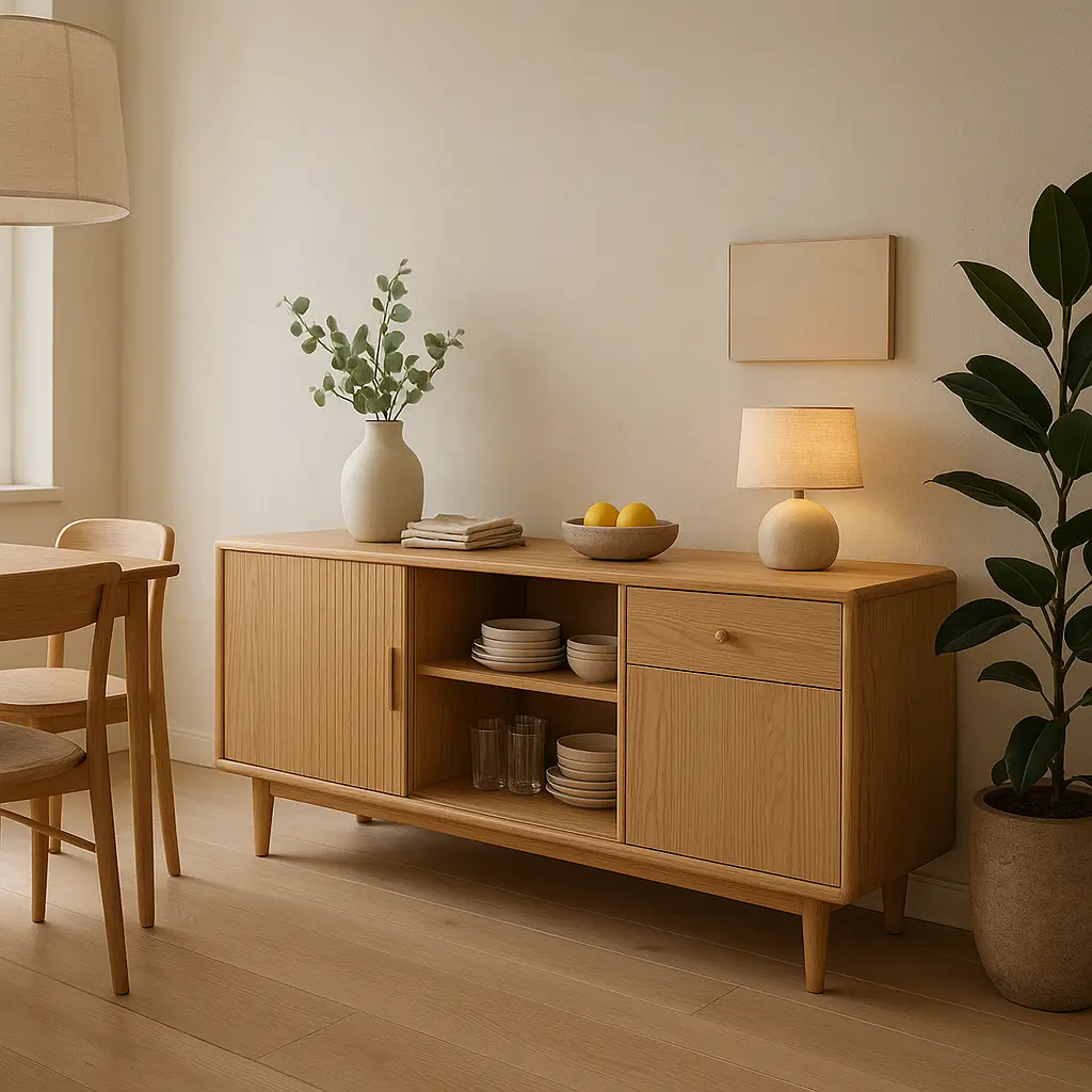 Custom natural wood sideboard cabinet