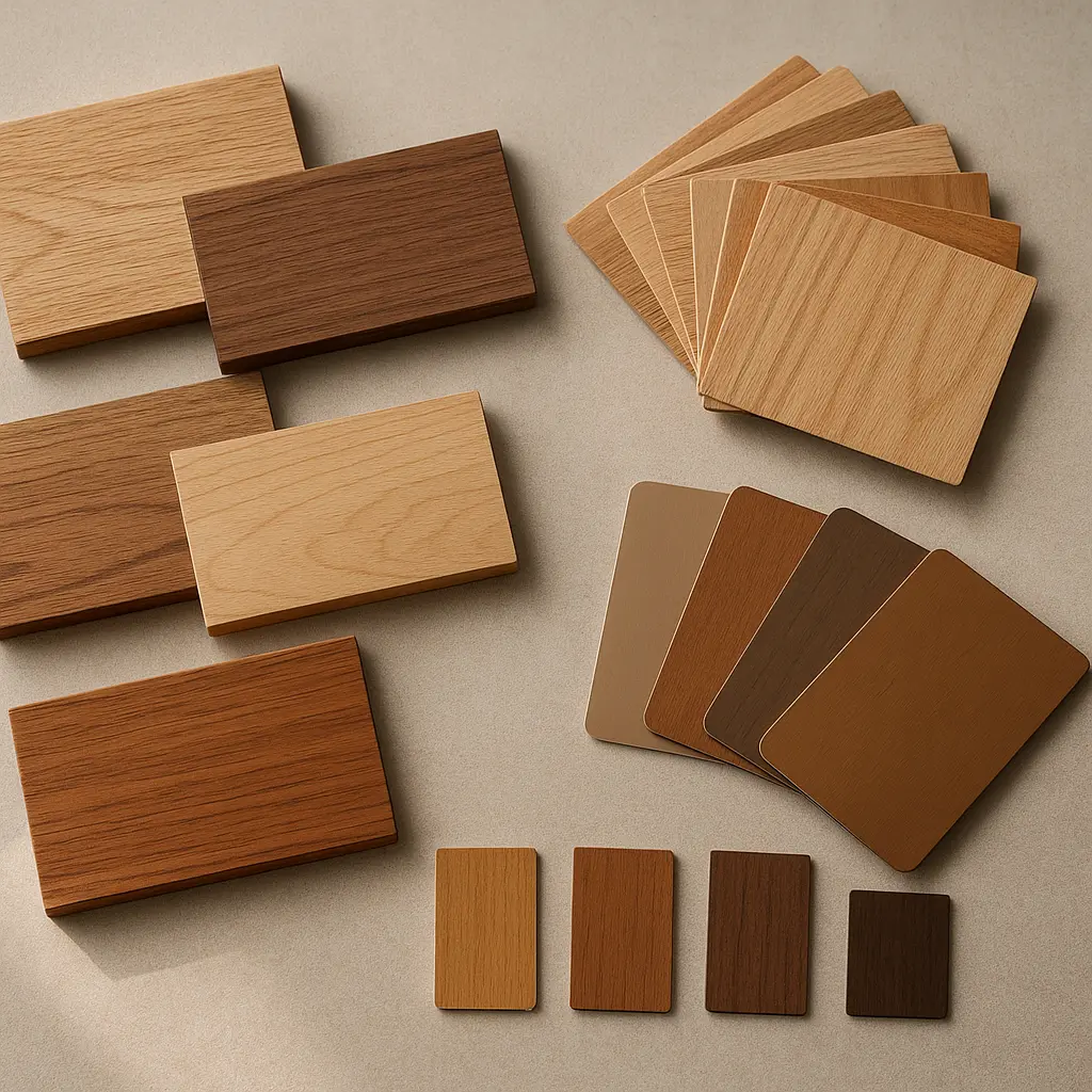 Wood samples and finish swatches