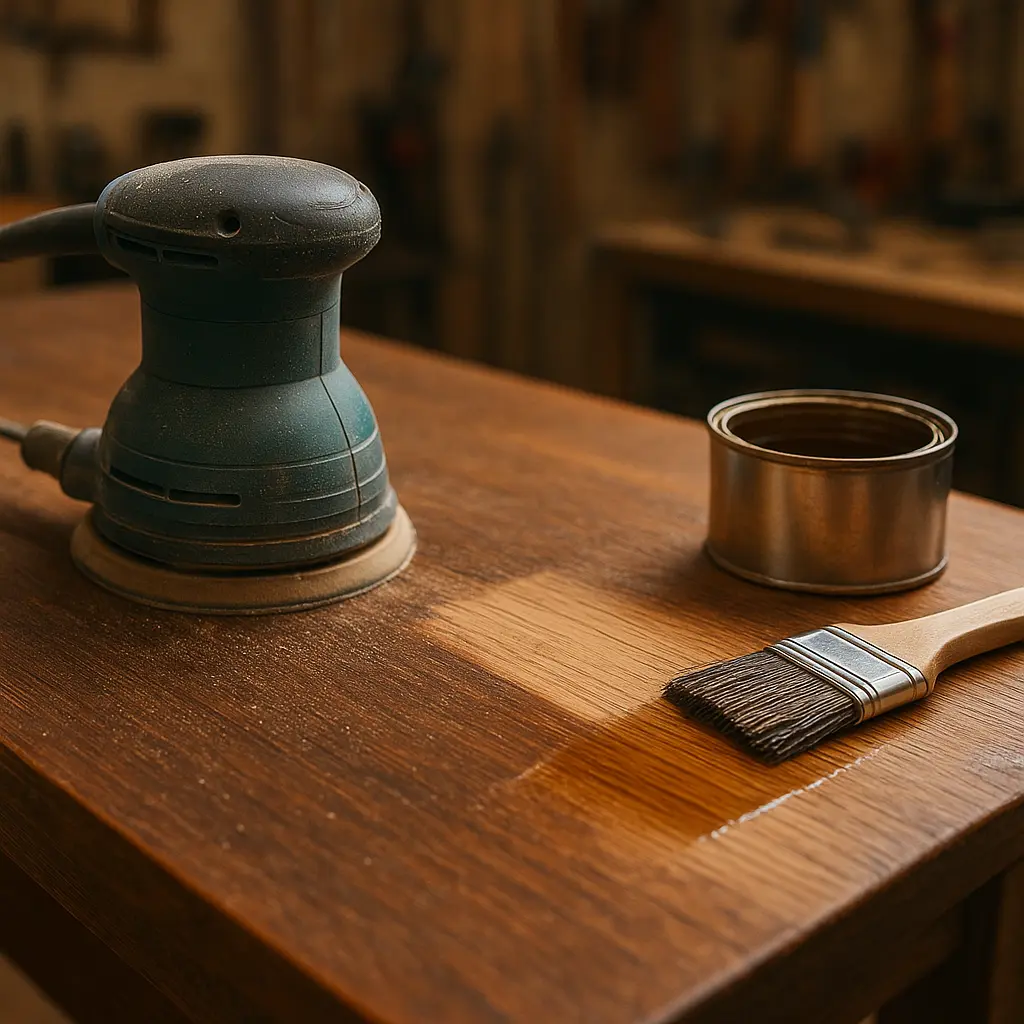 Wooden surface restoration and refinishing process